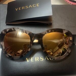 Versace Tortoise and Gold Women's Sunglasses